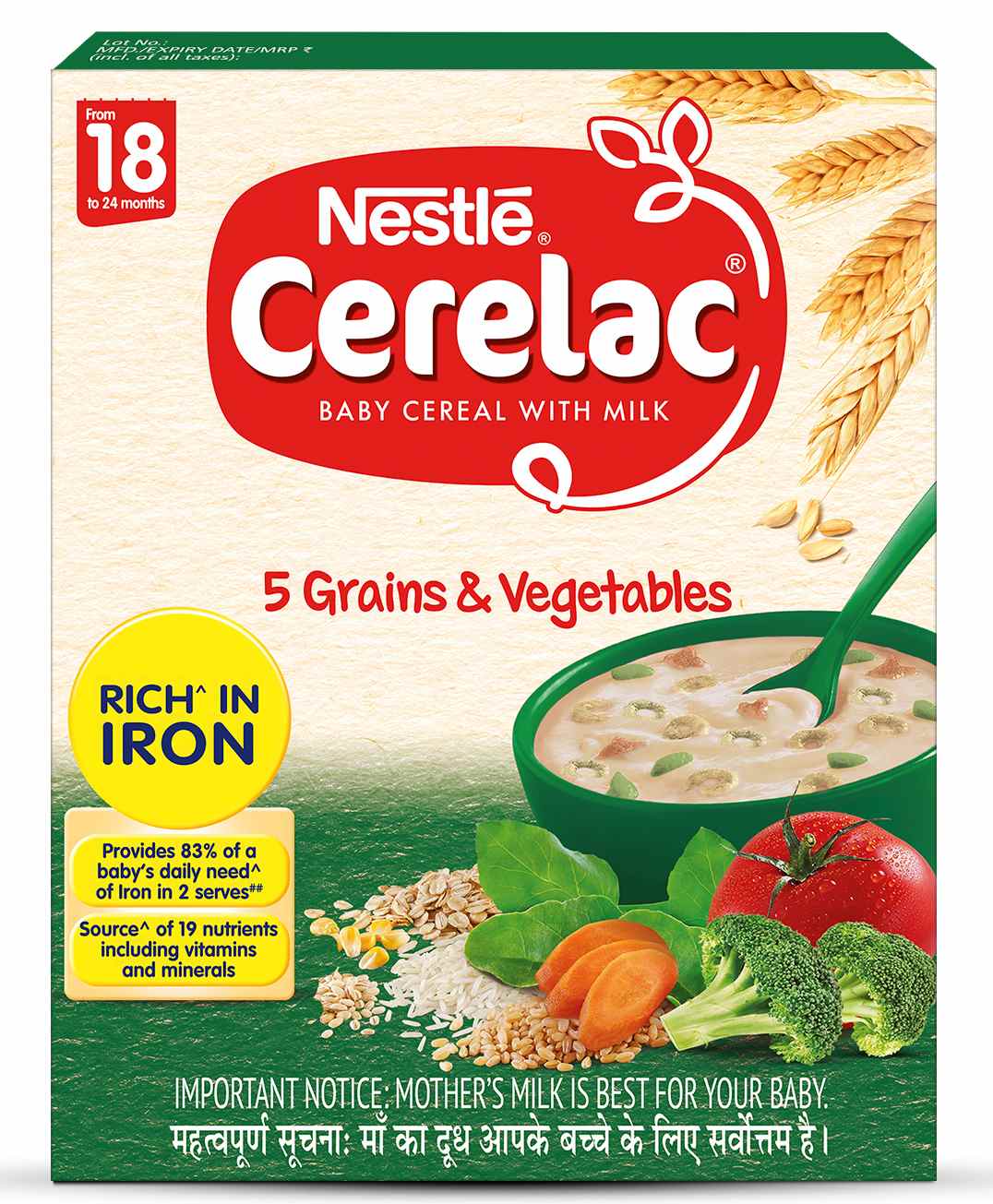 nestle cerelac 18,  5 grains & vegetables (18 to 24 months)