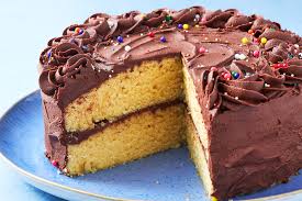 Yellow Cake With Chocolate Frosting