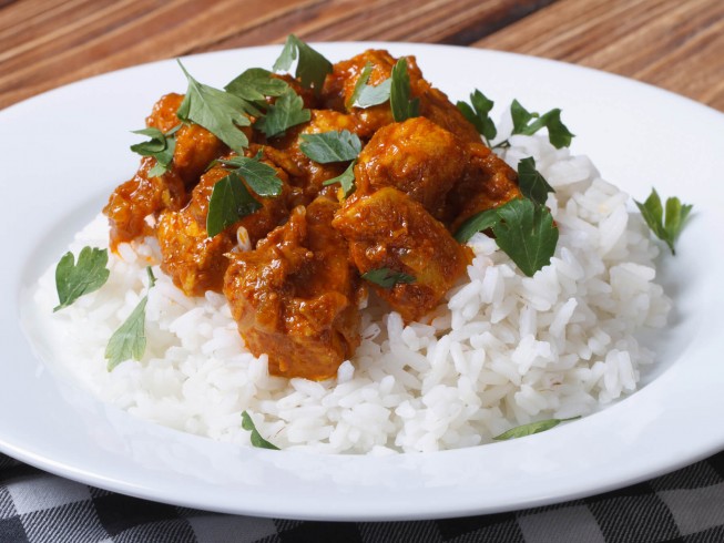 PLAIN RICE WITH CHICKEN CURRY