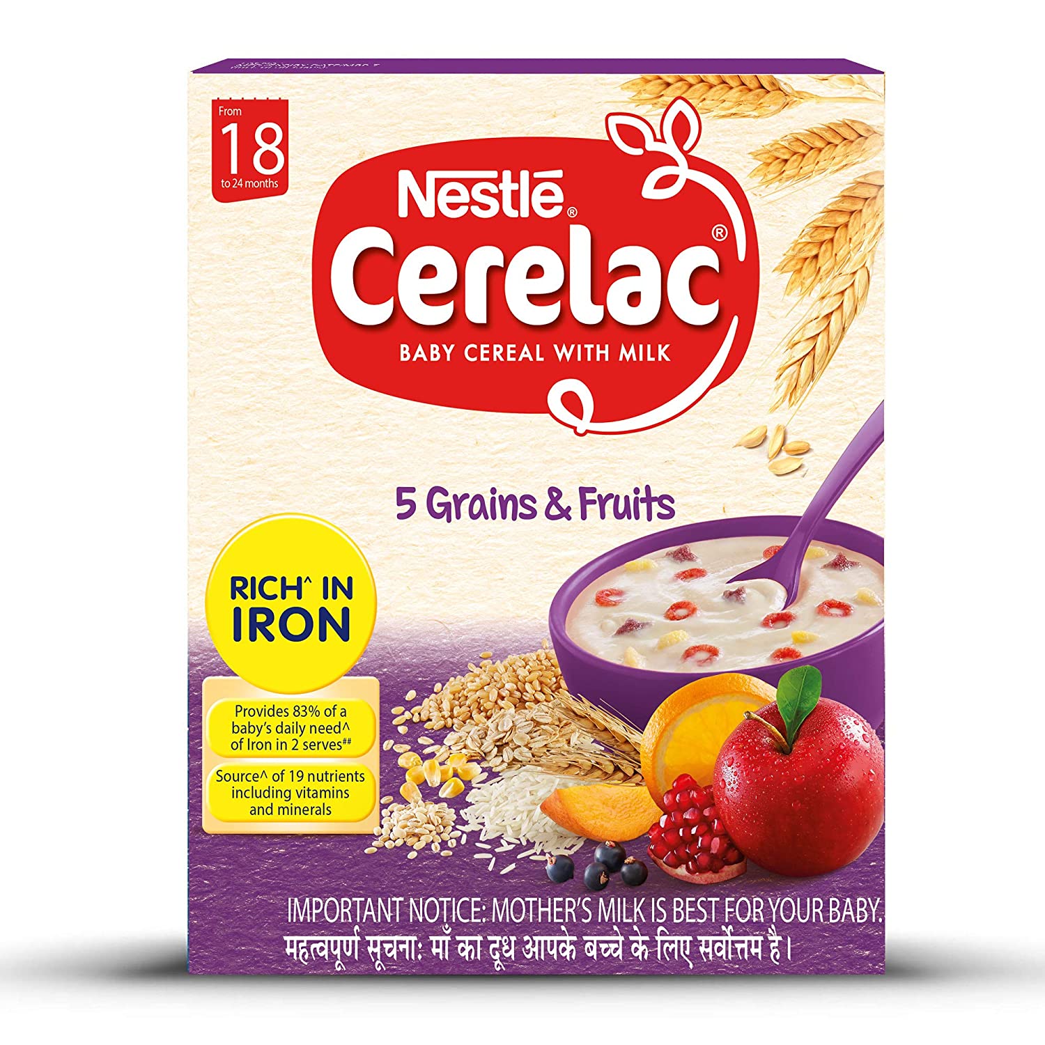 nestle cerelac 18 ,  5 grain &fruits(18 to 24 months)