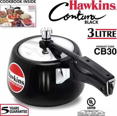 HAWKINS CONTURA BLACK CB 30 PRESSURE COOKER 3L